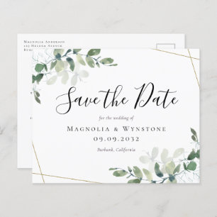 Budget Eucalyptus Wedding Save The Date Postcard