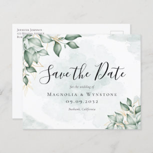 BUDGET Eucalyptus Wedding Save The Date Postcard