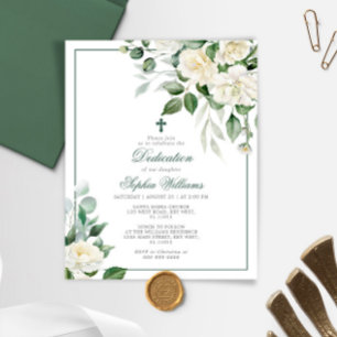 Budget Eucalyptus White Dedication Invitation