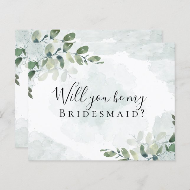 BUDGET Eucalyptus Will You be My Bridesmaid? Card (Front/Back)