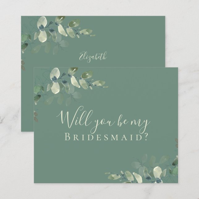 BUDGET Eucalyptus Will You be My Bridesmaid? Card (Front/Back)