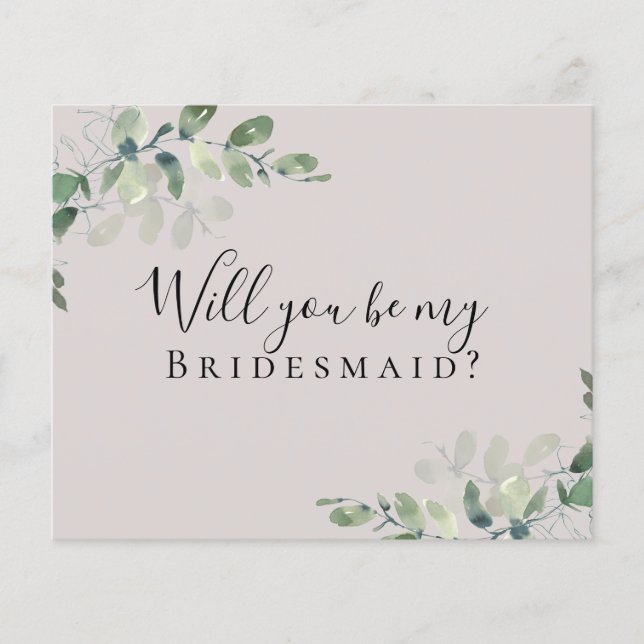 BUDGET Eucalyptus Will You be My Bridesmaid? Card (Front)