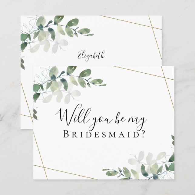 BUDGET Eucalyptus Will You be My Bridesmaid? Card (Front/Back)