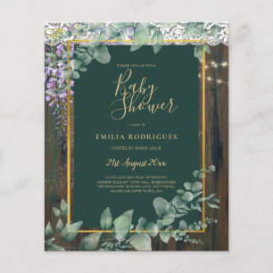 BUDGET Eucalyptus Wisteria BABY SHOWER Rustic Lace Flyer