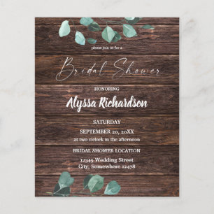 Budget Eucalyptus & Wood Bridal Shower Flyer
