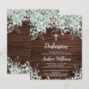 Budget Eucalyptus & Wood Dedication Invitation