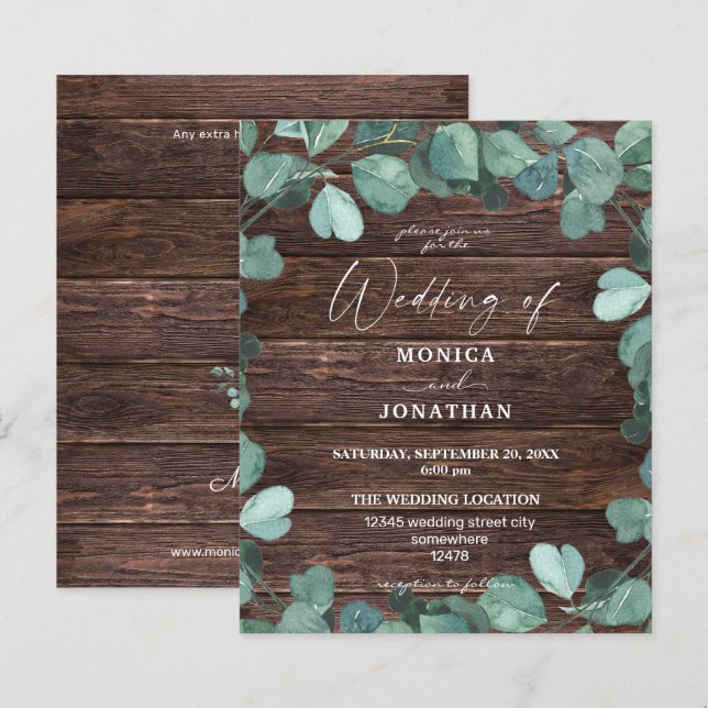 Budget Eucalyptus & Wood Greenery Wedding (Front/Back)