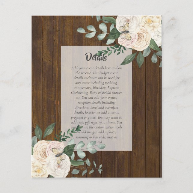 BUDGET EVENT DETAILS Enclosures - White Roses Flyer (Front)