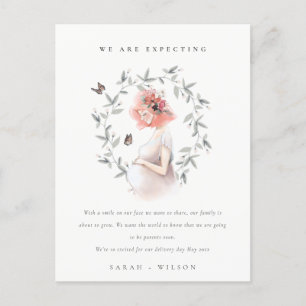 Budget Expectant Women Foliage Baby Announcement Postcard