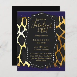 BUDGET Fabulous 50th Birthday Glam Chick Invitenis
