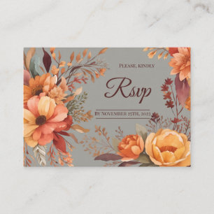 Budget Fall Floral Traditional Rsvp Wedding Enclosure Card