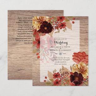 BUDGET FALL Floral Wedding Invitations - Dusky