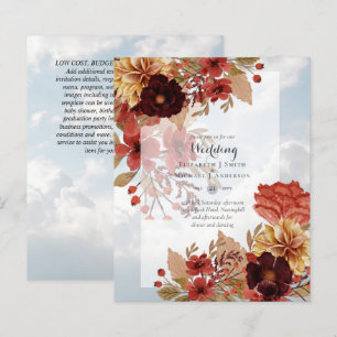 BUDGET FALL Floral Wedding Invitations - Dusky