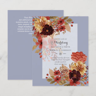 BUDGET FALL Floral Wedding Invitations - Dusky