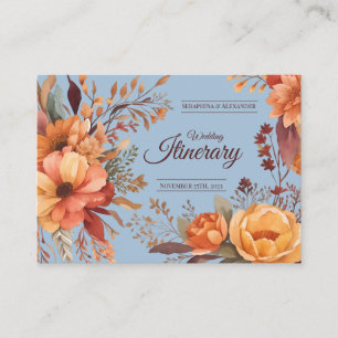 Budget Fall Floral Wedding Itinerary Enclosure Card