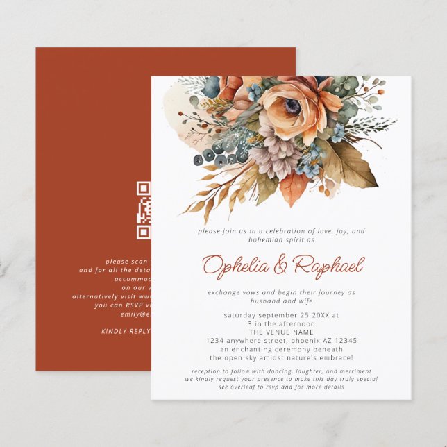 Budget Fall Florals Terracotta Boho Wedding (Front/Back)