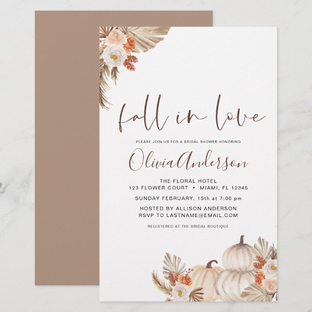 Budget Fall in Love Bridal Shower Pampas Grass (Front/Back)