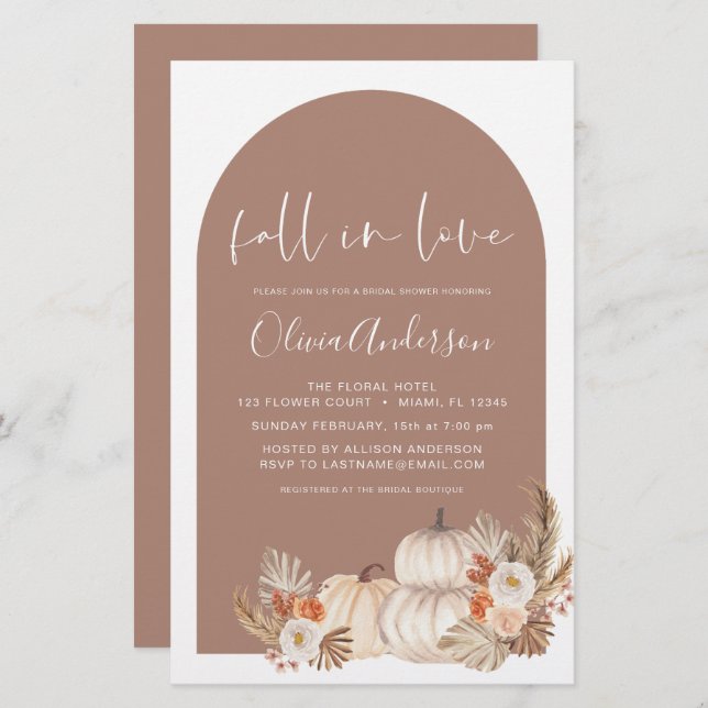 Budget Fall in Love Bridal Shower White Pumpkins (Front/Back)