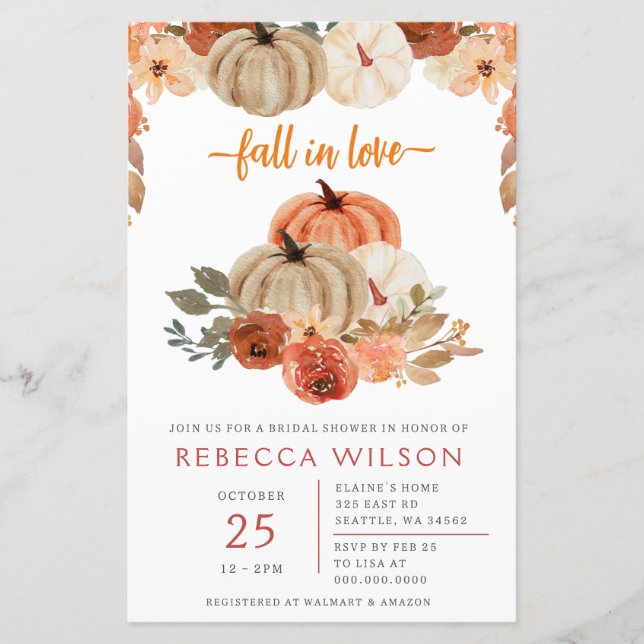 Budget Fall In Love Fall Bridal Shower Invitation (Front)