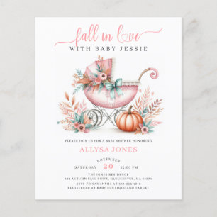 Budget Fall In Love Pink Autumn Floral Baby Shower
