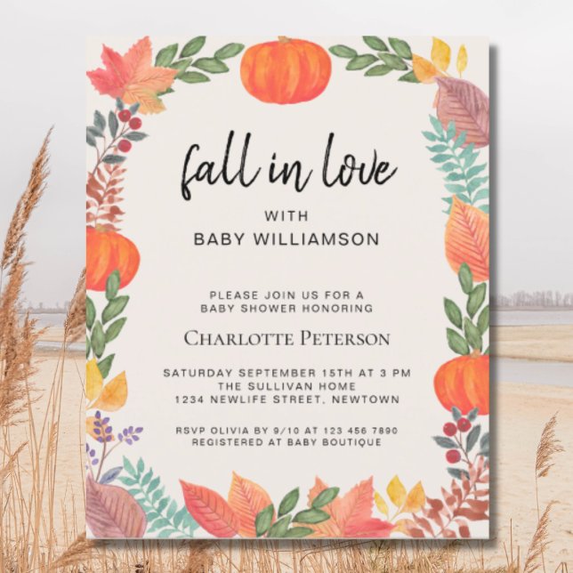 Budget Fall in Love Pumpkin Baby Shower Invitation (Creator Uploaded)