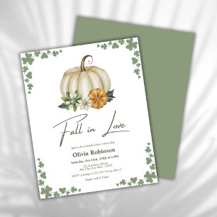Budget Fall in Love Pumpkin Bridal Shower Invite