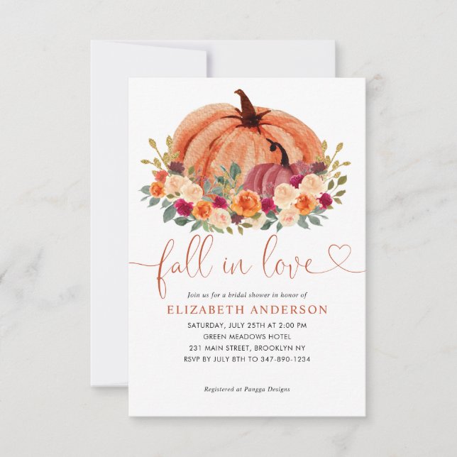 Budget Fall Love Terracotta Pumpkin Bridal Shower Card (Front)