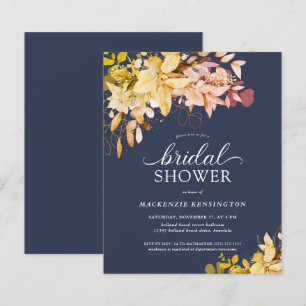 BUDGET Fall Navy Blue Gold Floral Bridal Shower