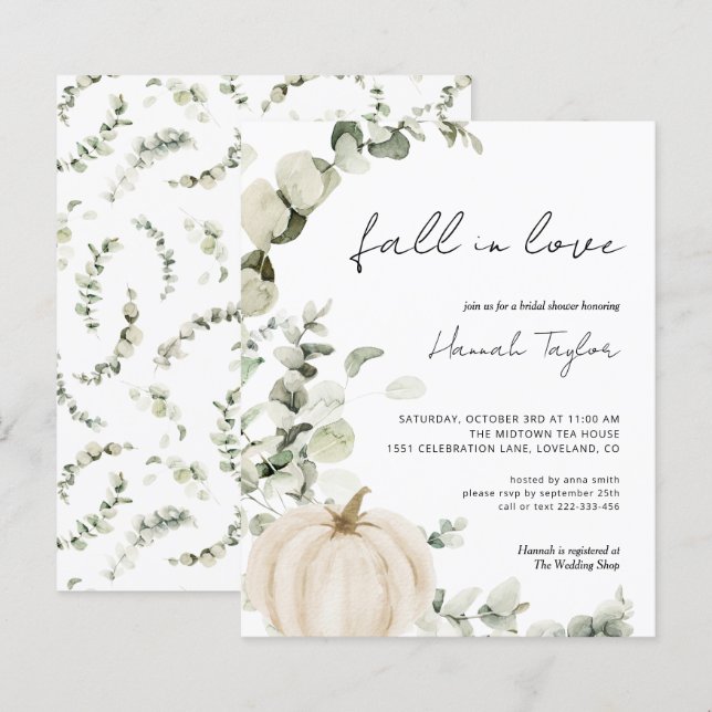 Budget Fall Pumpkin Bridal Shower Invitation (Front/Back)