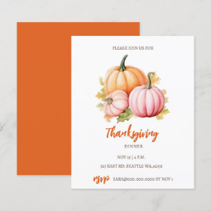 Budget Fall Pumpkins Thanksgiving Dinner invite