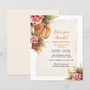 Budget Fall Rustic Pumpkin Thanksgiving Invitation