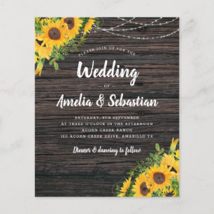 BUDGET Fall Rustic Sunflower Wedding Invitation