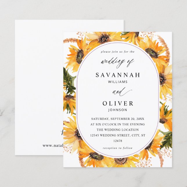 Budget Fall Sunflower Floral Wedding - White (Front/Back)