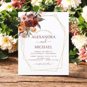 Budget Fall Wedding Burnt Orange Floral Flyer