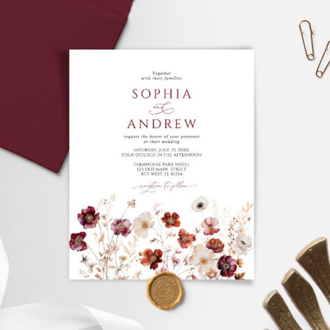 Budget Fall Wildflowers Wedding Invitation (Creator Uploaded)