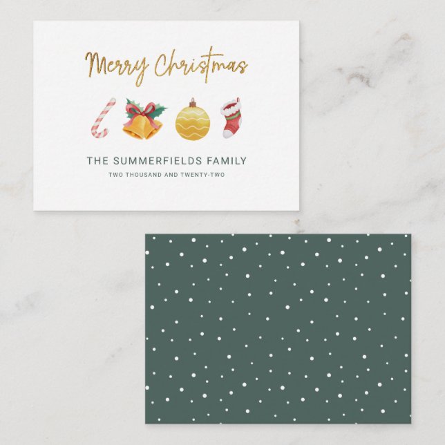 Budget Family Christmas Modern Non Photo Card (Front/Back)