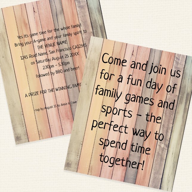Budget Family Games Day Slogan Coloured Wood (Front and back)