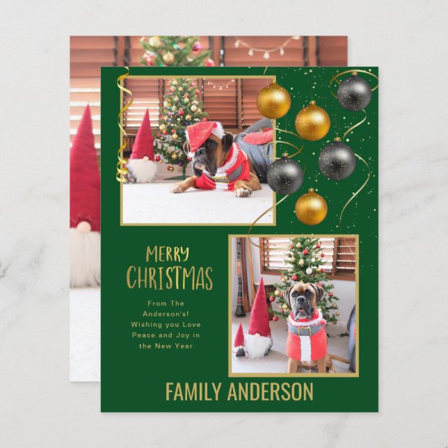 BUDGET Family PHOTO Christmas Greeting Gold (Front/Back)
