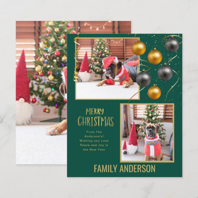 BUDGET Family PHOTO Christmas Greeting Gold (Front/Back)
