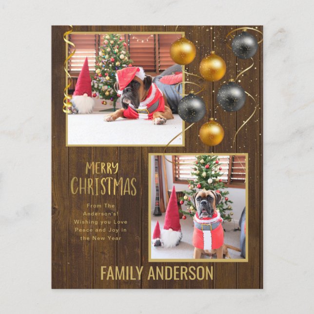 BUDGET Family PHOTO Christmas Greeting Gold Flyer (Front)