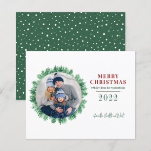 Budget Family Photo Pine Christmas Holiday Card