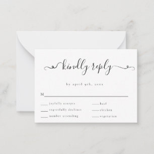 Budget Fancy Minimalist Wedding RSVP Response Card