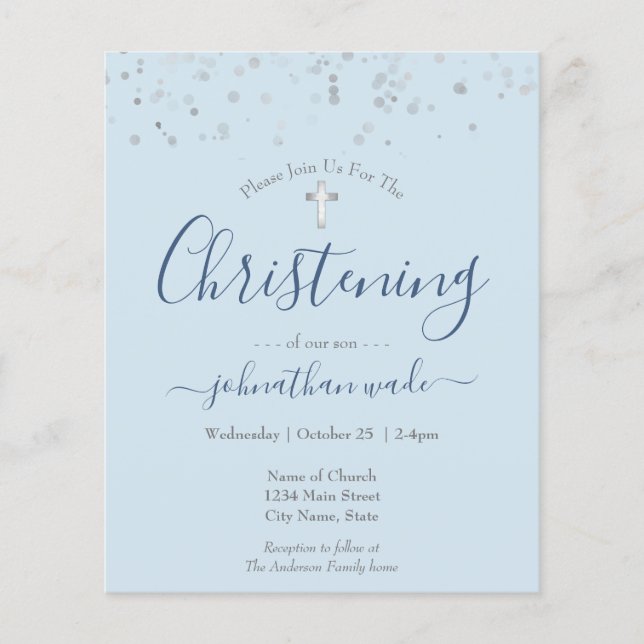 Budget Fancy Script Christening Flyer (Front)