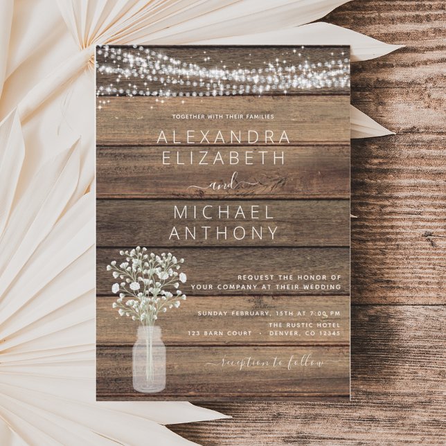 Budget Farmhouse Baby's Breath Wedding Invitation (Creator Uploaded)