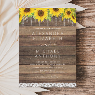 Budget Farmhouse Sunflower Wedding Invitation