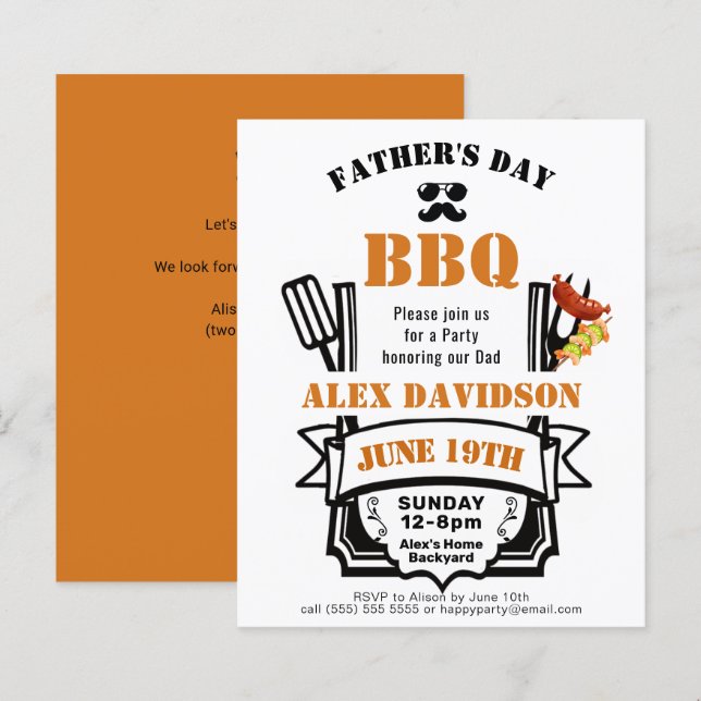 BUDGET Father's Day Backyard BBQ Party Invitation (Front/Back)