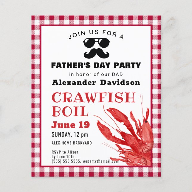 BUDGET Father's Day Crawfish Boil Party Invitation (Front)