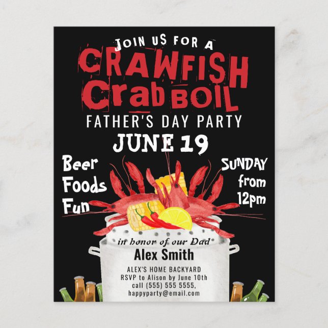 BUDGET Father's Day Crawfish Boil Party Invitation (Front)