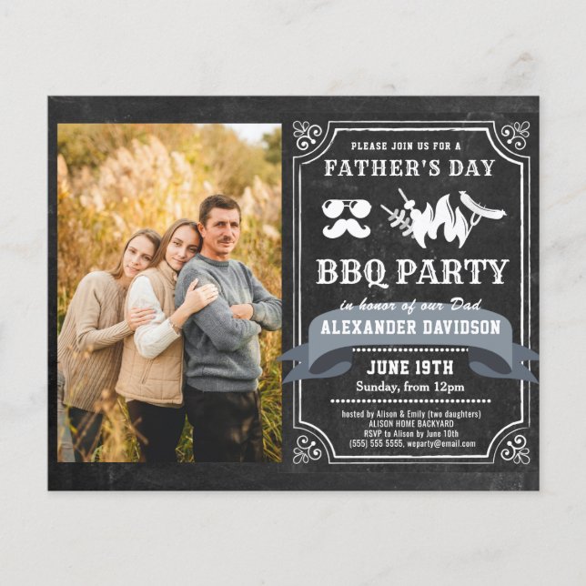 BUDGET Father's Day Photo BBQ Party Invitation (Front)