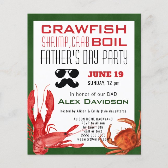 BUDGET Father's Day Photo Seafood Party Invitation (Front)